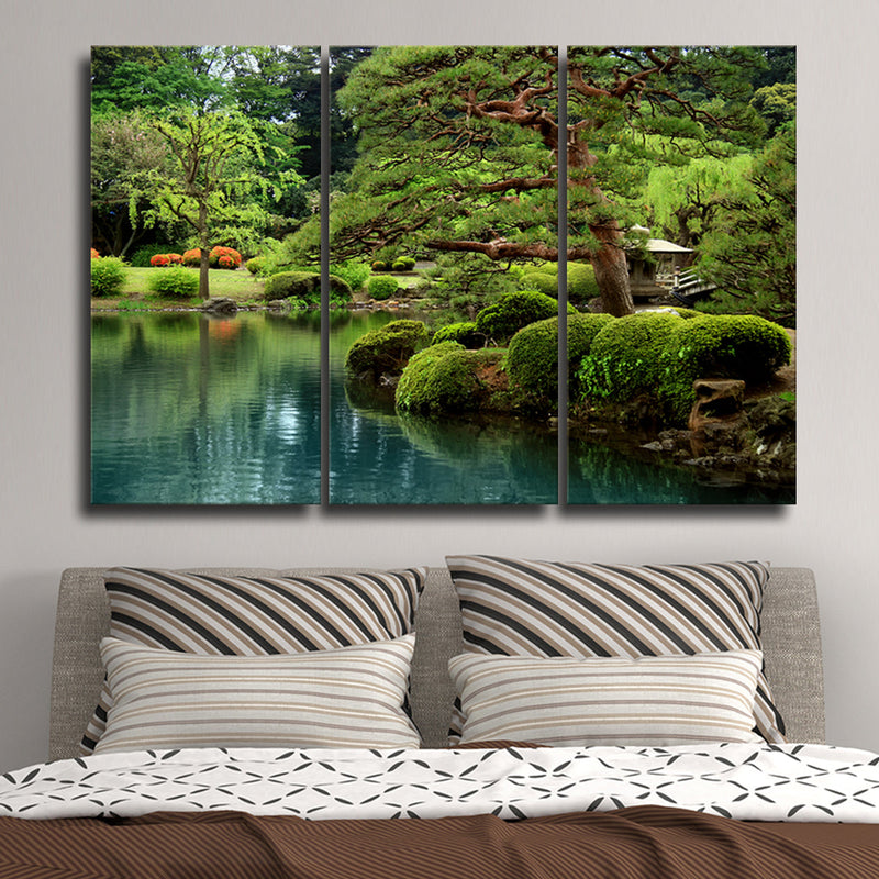 Zen Lakeside Bonsai Trees Wall Art