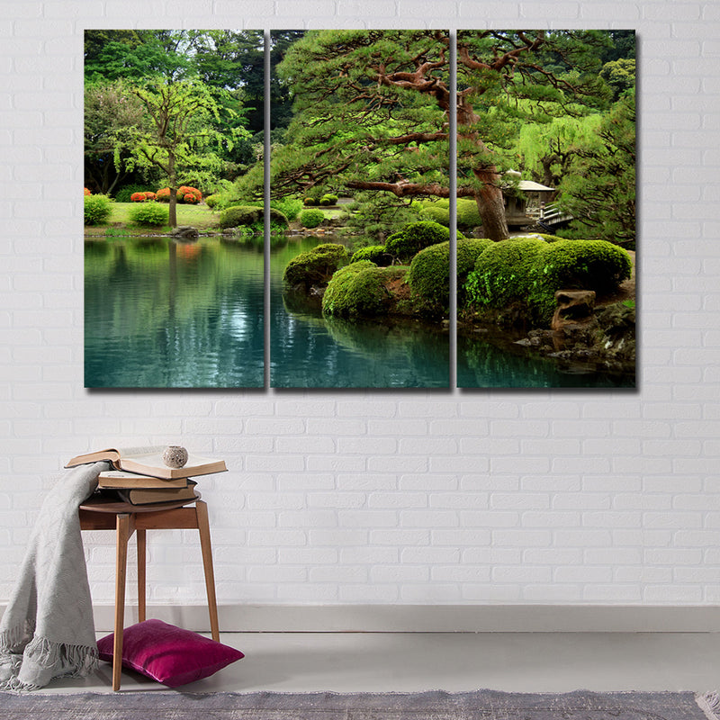 Zen Lakeside Bonsai Trees Wall Art