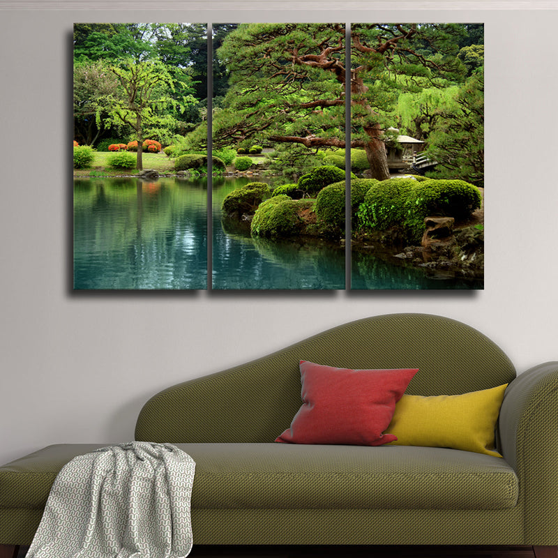 Zen Lakeside Bonsai Trees Wall Art