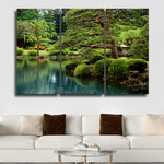 Zen Lakeside Bonsai Trees Wall Art