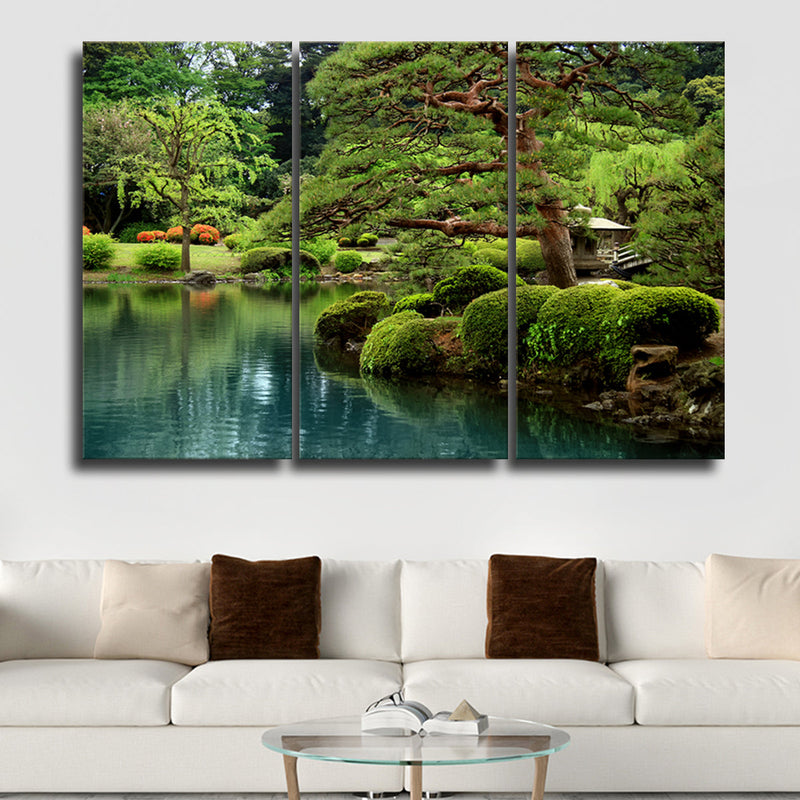 Zen Lakeside Bonsai Trees Wall Art