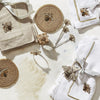 Stripey bee linen dinner napkins, white, set of two