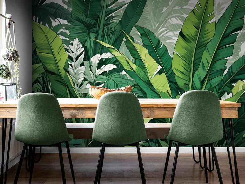 Rainforest Jungle Wallpaper. Banana Leaf Wall Mural. #6788