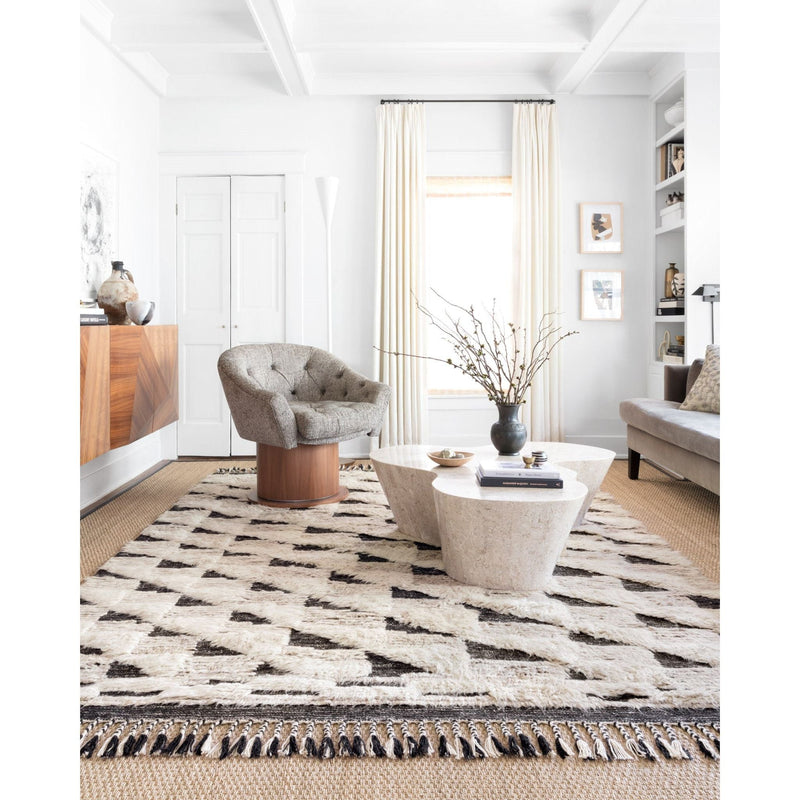 Khalid Natural/Black Hand-Knotted Rug