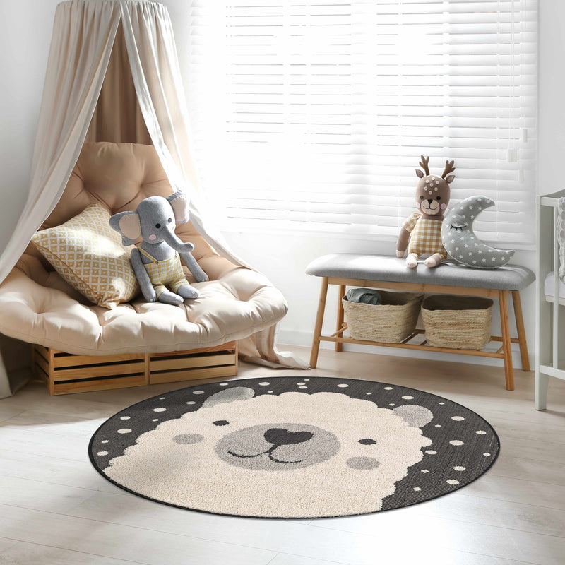 Kids Llama Round Nursery Rug