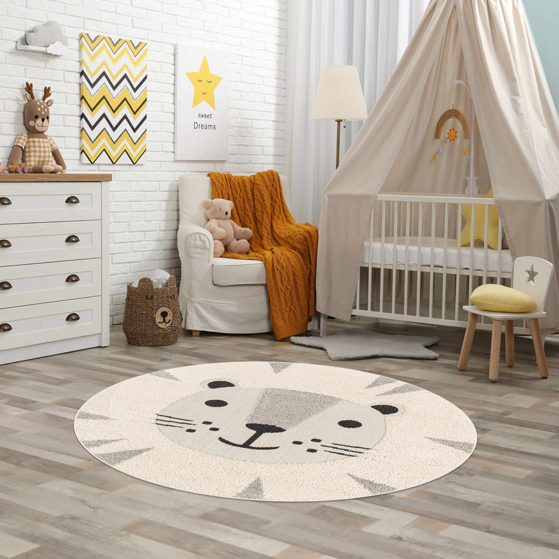 Kids Lion Round Nursery Rug