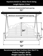 Keystone Amish Co. 5 Foot Milan Porch Swing, Mushroom Stain