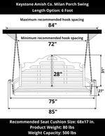 Keystone Amish Co. 6 Foot Milan Porch Swing, Mushroom Stain