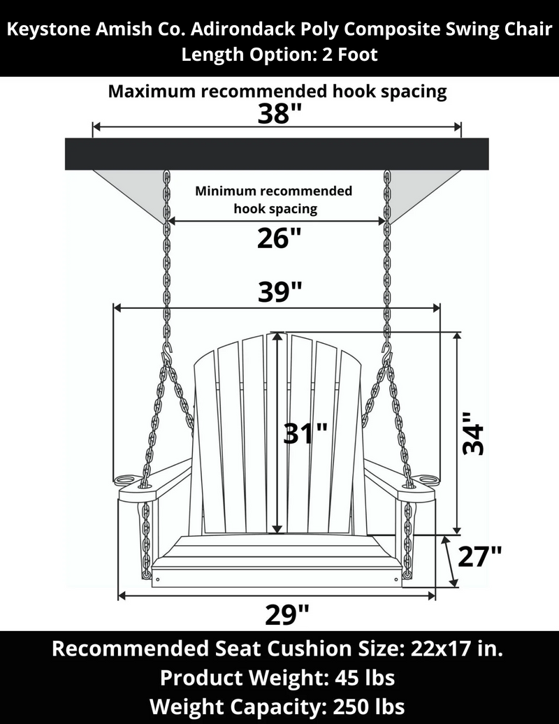 Keystone Amish Co. Adirondack Poly Composite Swing Chair
