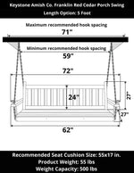 Keystone Amish Co. 5 Foot Franklin Red Cedar Porch Swing without Cupholders