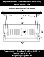 Keystone Amish Co. 6 Foot Franklin Red Cedar Porch Swing with Cupholders