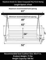 Keystone Amish Co. 4 Foot Salem Composite Poly Porch Swing, Tudor Brown