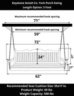 Keystone Amish Co. 5 Foot York Porch Swing, Mushroom Stain