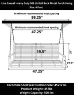 Live Casual Heavy Duty Roll Back Metal Porch Swing (NEW)