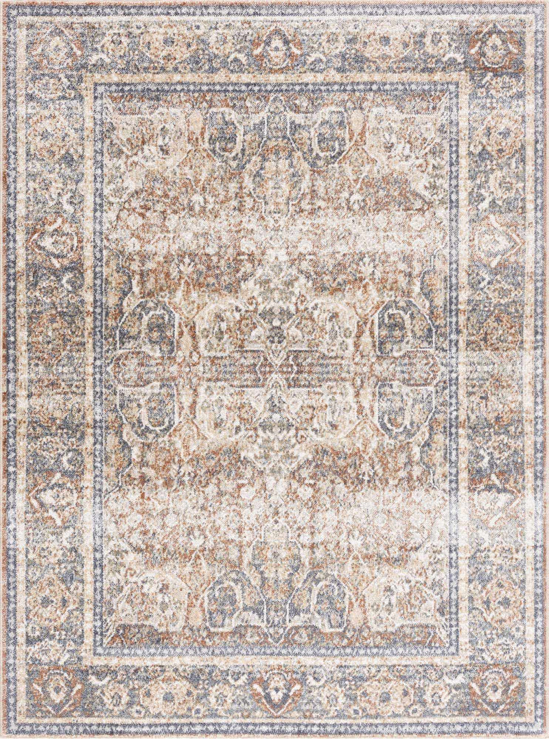 Arias Beige Blue Washable Area Rug