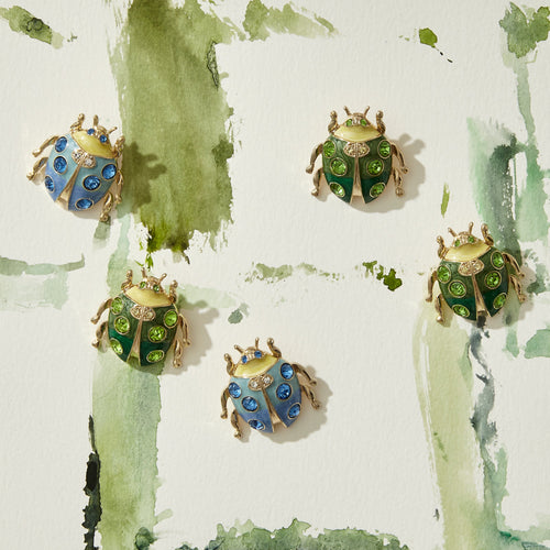 Enamel ladybug clip set