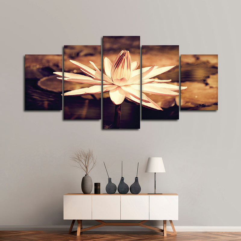 Sepia Lotus Flower Wall Art