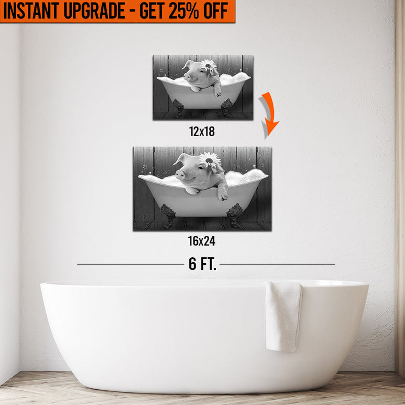Upgrade Your 18x12 Inches 'Girly Pig In Bathtub' Canvas To 24x16 Inches