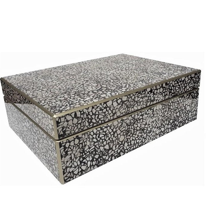 Handmade Reverse Painted Mirror Rectangular Box in Terrazzo