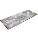Handmade Reverse Painted Mirror Tray with Beveled Edge in Beige and Silver - Small