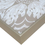 Handmade Reverse Painted Mirror Tray with Handles in Beige and Silver - Medium