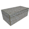 Handmade Reverse Painted Mirror Rectangular Box in White and Beige Dots