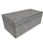 Handmade Reverse Painted Mirror Rectangular Box in White and Beige Dots