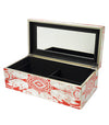 Handmade Reverse Painted Mirror Rectangular Box in Tomato Red - Large
