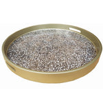 Handmade Reverse Painted Mirror Round Tray in Terrazzo