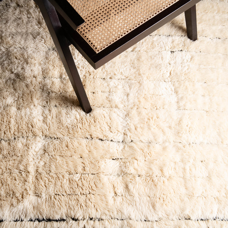 Melodic Monochrome - Luxury Shag Moroccan Rug