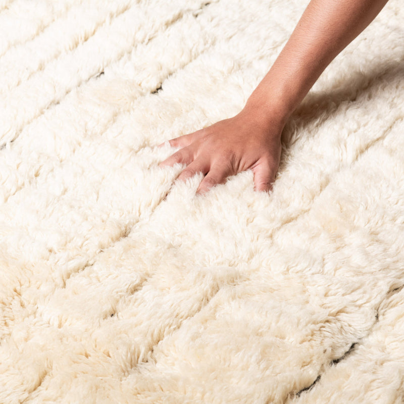 Melodic Monochrome - Luxury Shag Moroccan Rug