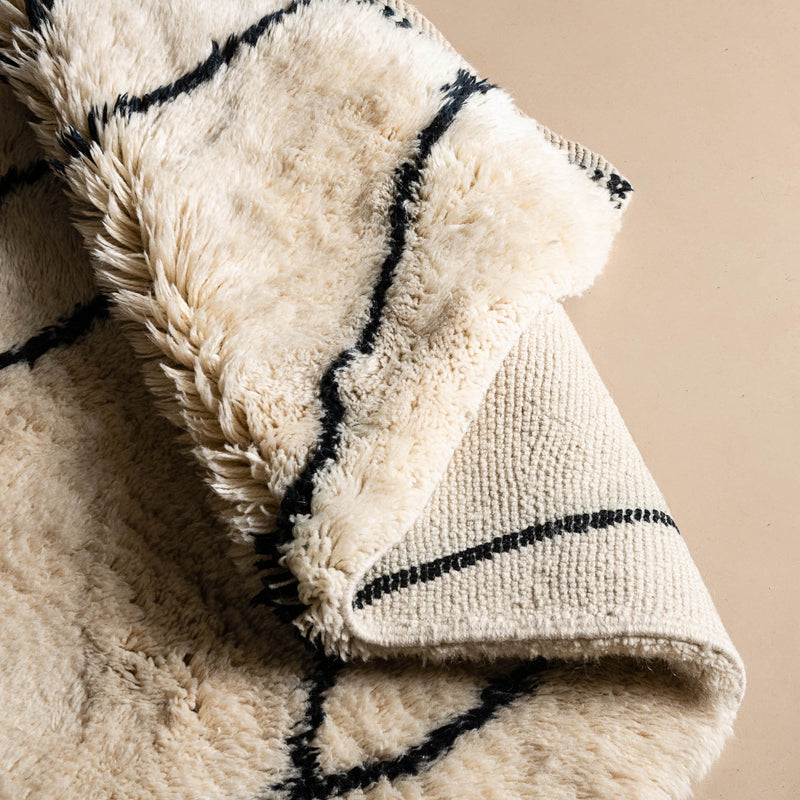 Monochrome Mirage - Luxury Shag Moroccan Runner Rug