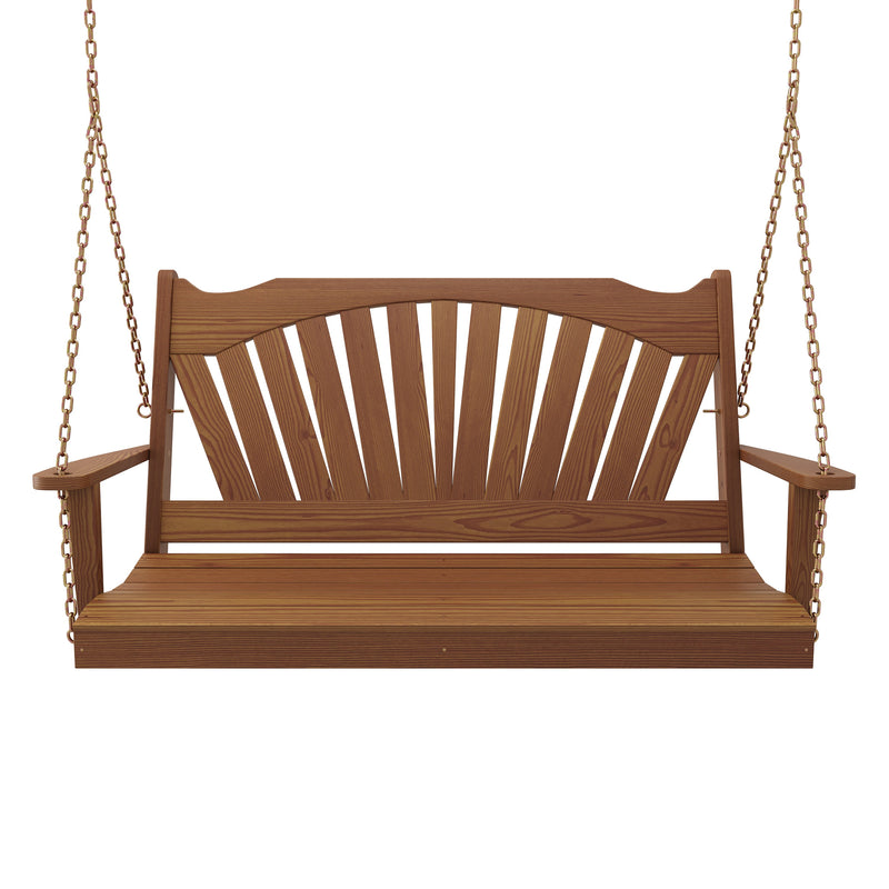 Keystone Amish Co. Sunburst Porch Swing, 5 Foot, Mushroom Stain