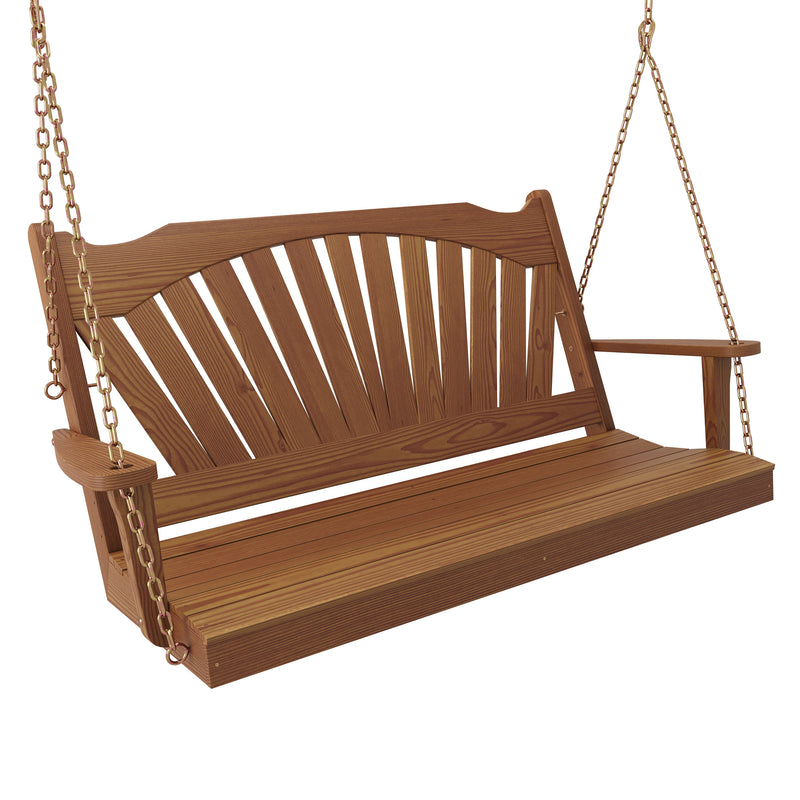 Keystone Amish Co. Sunburst Porch Swing, 4 Foot, Mushroom Stain