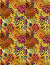 Japanese Art Koi Fish Peel and Stick Wallpaper. Gold Flowers Background.  Removable Wall Mural #6192