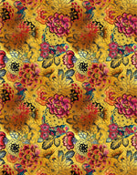 Japanese Art Koi Fish Peel and Stick Wallpaper. Gold Flowers Background.  Removable Wall Mural #6192