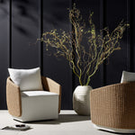 Maven Alessi Linen Outdoor Swivel Chair | ready to ship!