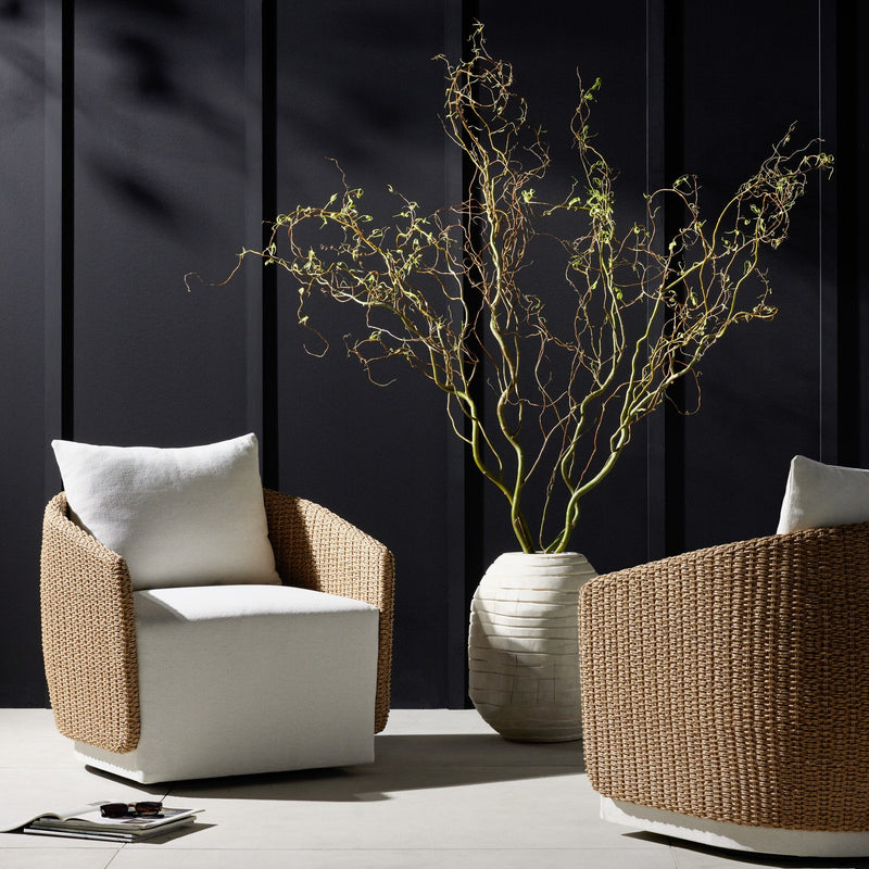 Maven Alessi Linen Outdoor Swivel Chair | ready to ship!