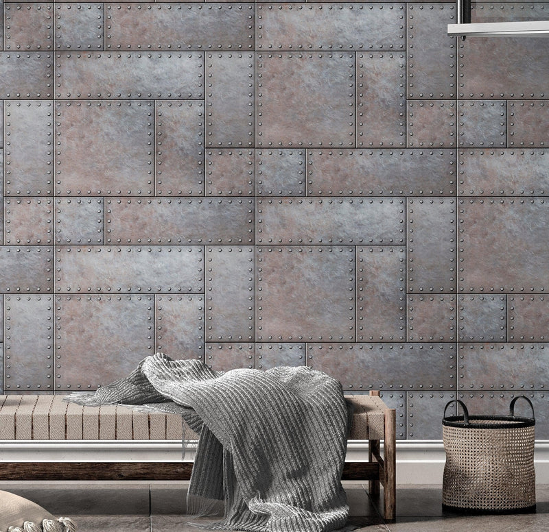 Modern Urban Wallpaper Decor. Metal Steel 3D Wall Mural. #6740