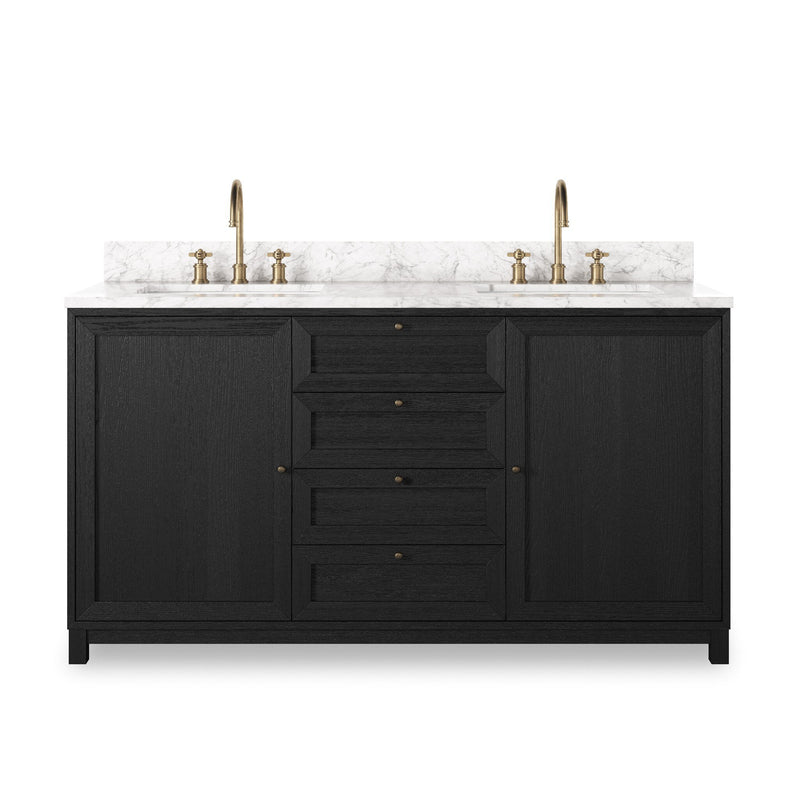 Millie Satin Drifted Black Veneer Double Vanity | ready to ship!