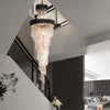 MIRODEMI®  Crystal Black Designer LED Chandelier for lobby, foyer, staircase, living room, stairwell