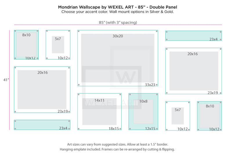 Mondrian 85" Double Panel Wallscape (Choose Your Color or Clear)