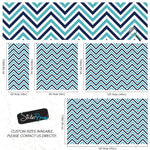 Seaside Chic Decor. Navy Blue and Teal Chevron Pattern Wallpaper. #6222