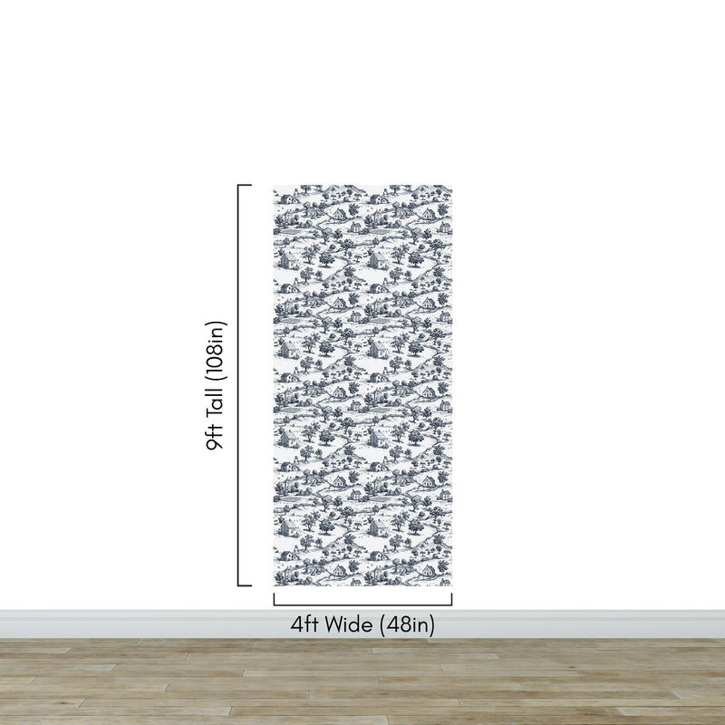 Rustic Wallpaper Peel and Stick Wall Mural. Countryside Motif Wall Decor. #6729