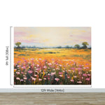 Colorful Yellow Flower Field Painting Wallpaper Mural. #6692