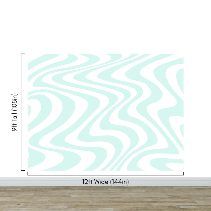 Mint Color Swirly Lines Abstract Wallpaper Mural. #6689