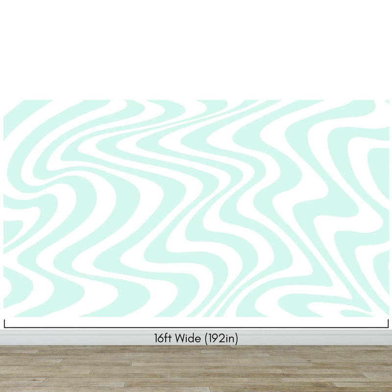 Mint Color Swirly Lines Abstract Wallpaper Mural. #6689
