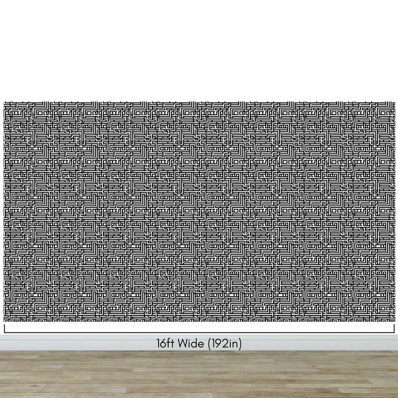 Abstract Maze Black and White Wallpaper Mural. #6739