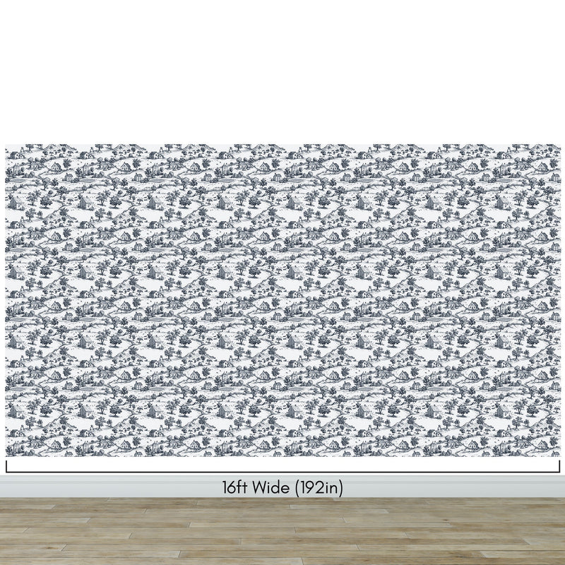 Rustic Wallpaper Peel and Stick Wall Mural. Countryside Motif Wall Decor. #6729