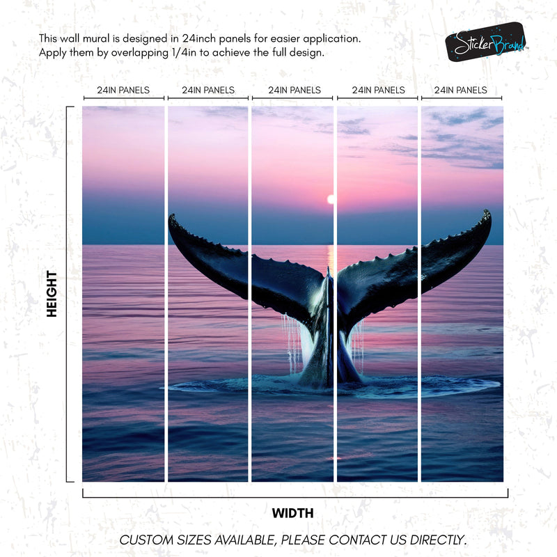 Whale Tail Wall Mural. Ocean Wallpaper. #6688